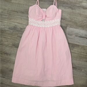 Lilly Pulitzer Pink White Seersucker Katelynn Dress Size 0